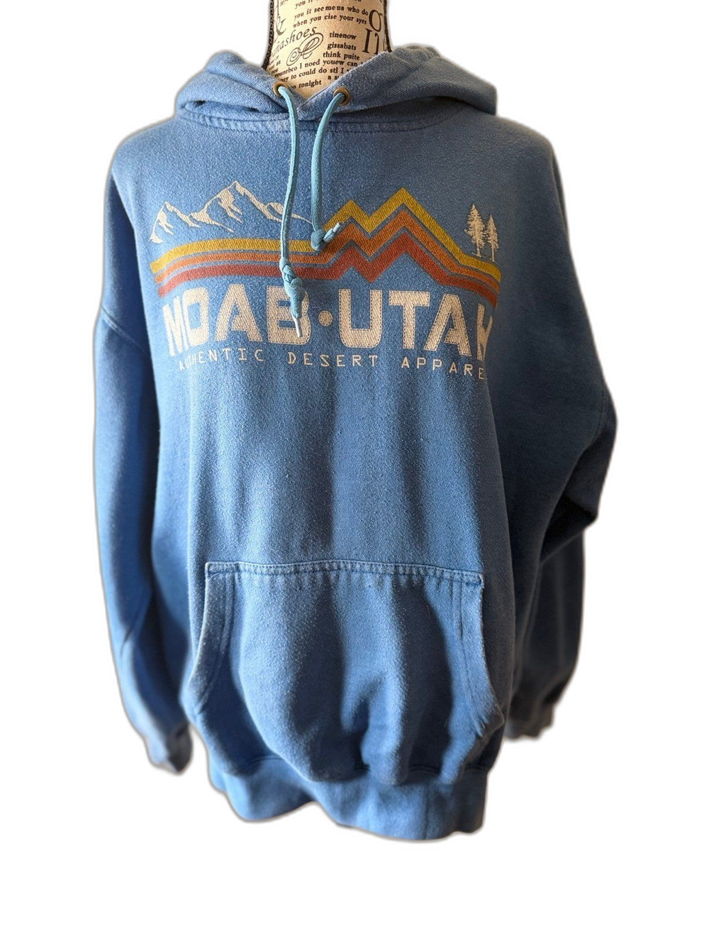 Prairie Mountain Outdoor Oversized Distressed Moab Utah Graphic Hoodie Large
